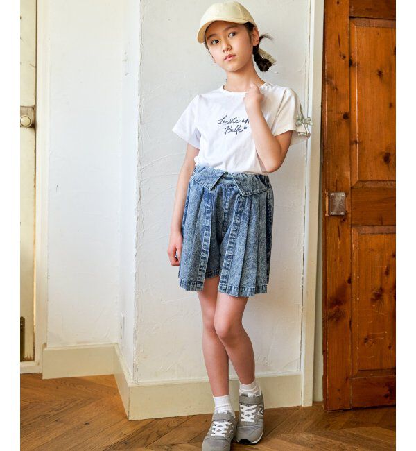 ikka kids「ＷＡＳＨデニムＷラップキュロット」|スカート|