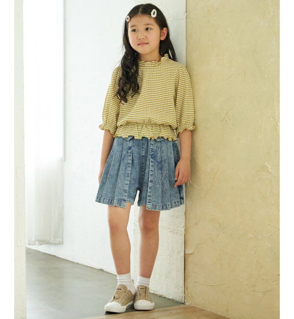 ikka kids「ＷＡＳＨデニムＷラップキュロット」|スカート|