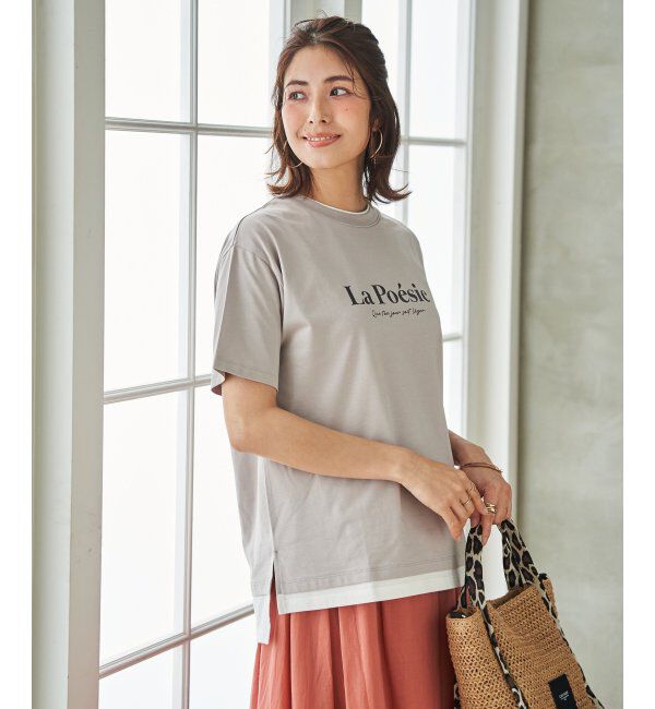 ikka「【接触冷感】裾レイヤードプリントTシャツ」|その他|