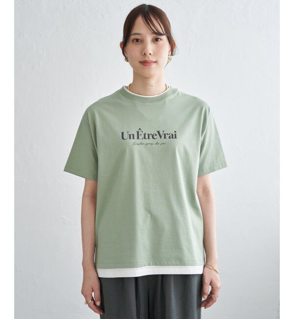 ikka「【接触冷感】裾レイヤードプリントTシャツ」|その他|