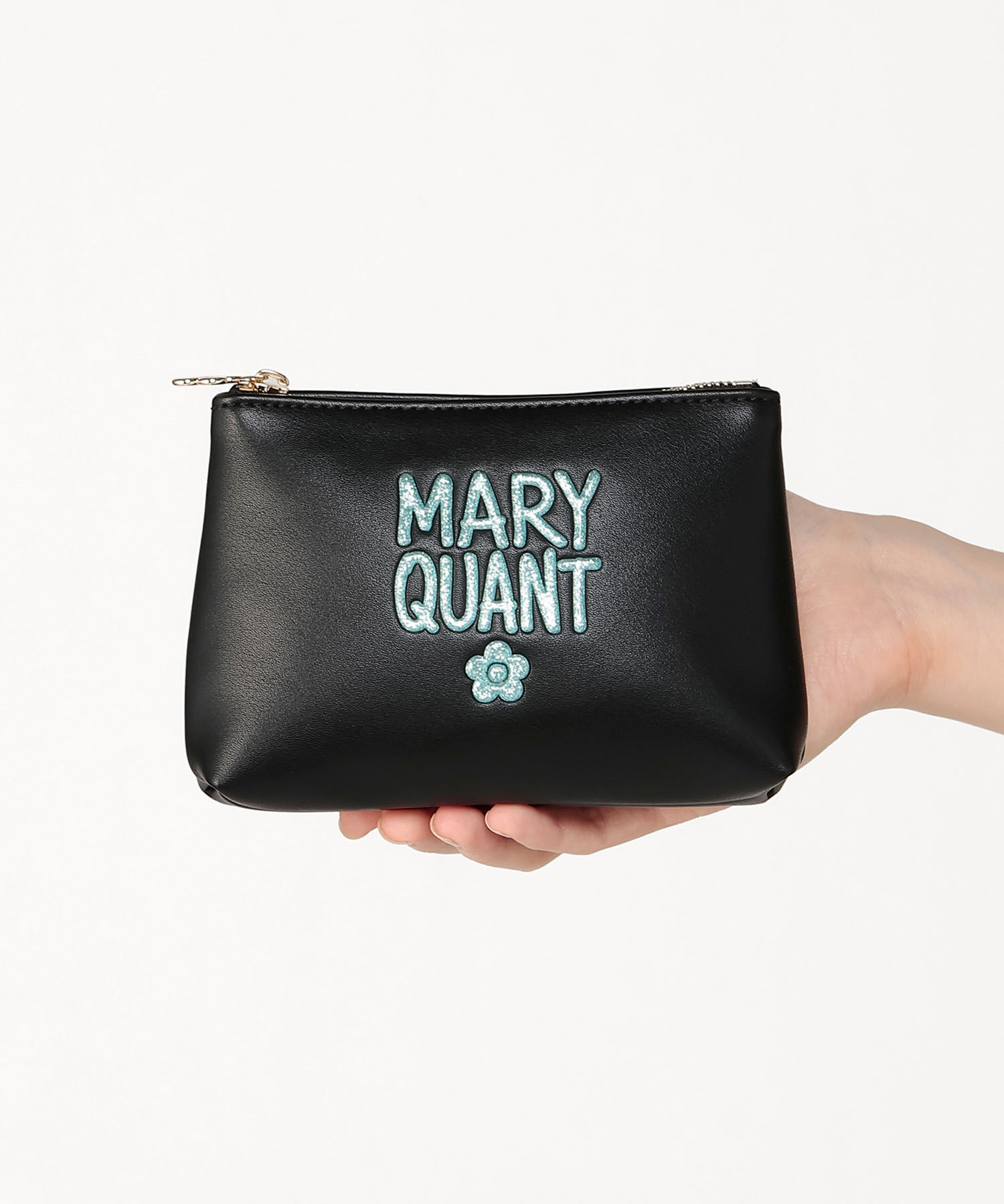 MARY QUANT「グリッターペイントロゴ 舟型ティッシュケース」|ポーチ|ブラック
