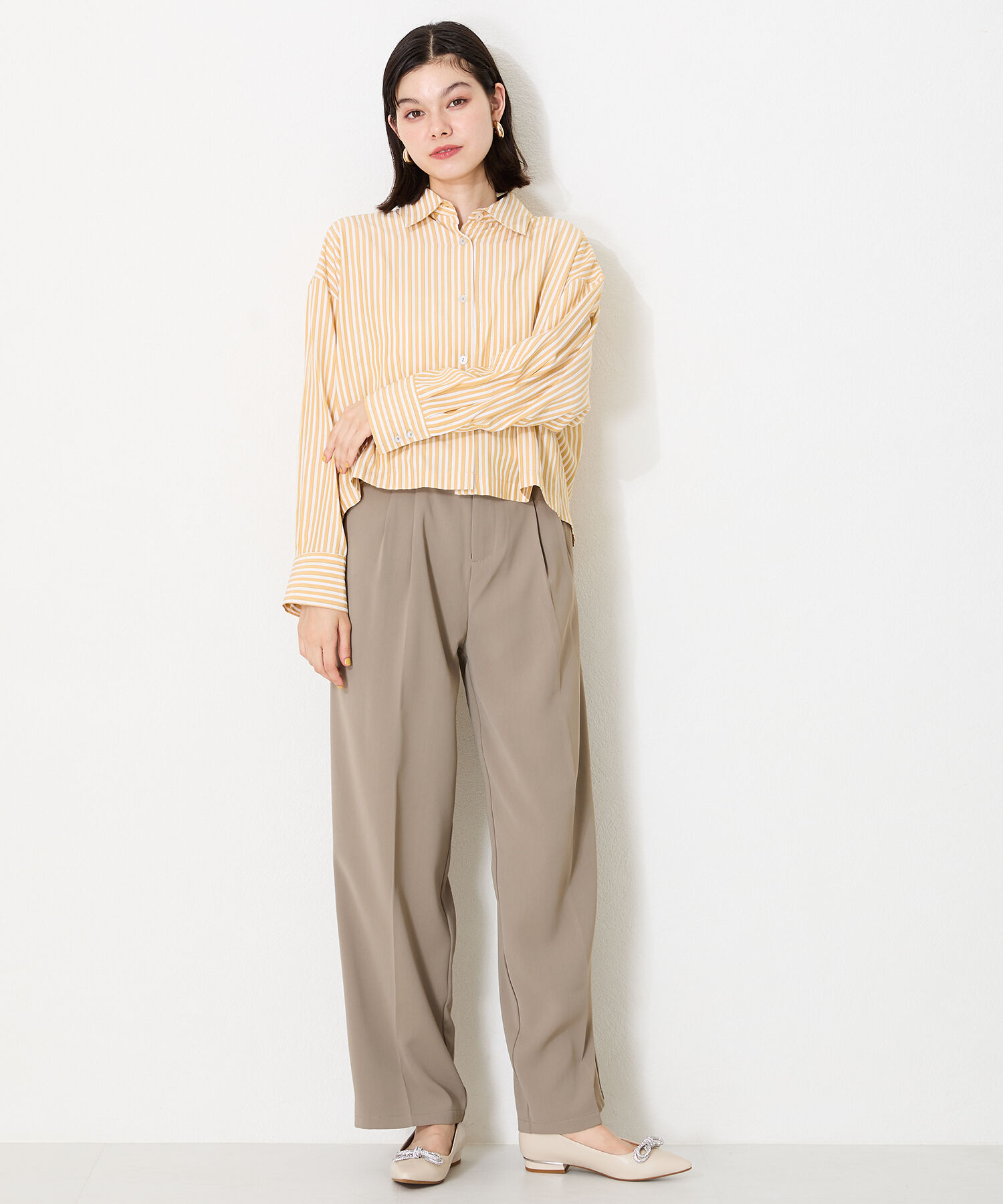 ORiental TRaffic「【トレンド】ビジューリボンフラットパンプス/41310 人気 トレンド パンプス 売れてる 上品」|パンプス|