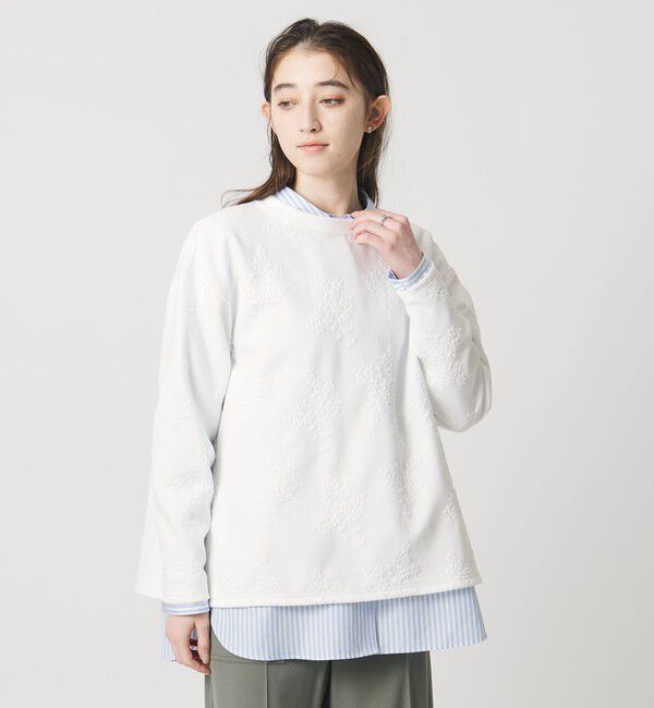UNITED ARROWS「フラワー ジャガード スウェット」|スウェット・ジャージ|WHITE