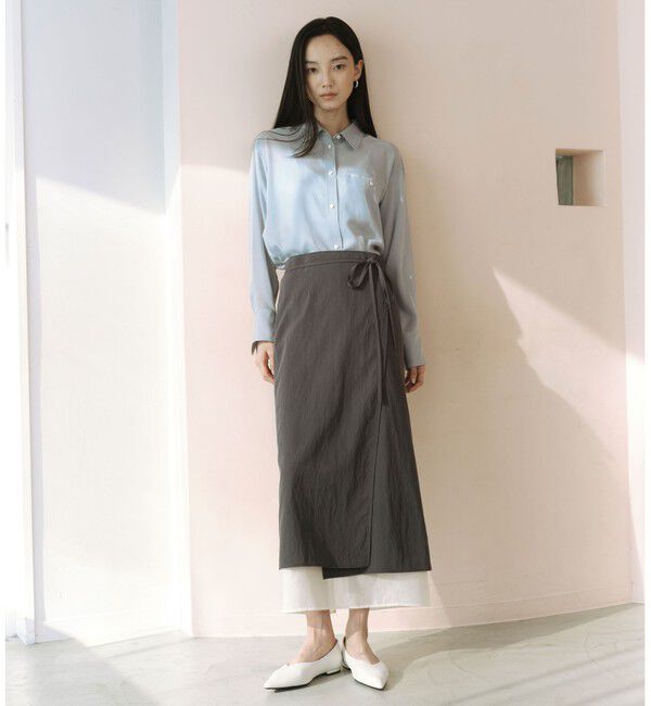 UNITED ARROWS green label relaxing「＜SEASONAL COLLECTION＞ラップ レイヤード スカート」|台形|