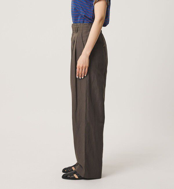 BEAUTY&YOUTH UNITED ARROWS「麻ブレンド バックゴム タック ワイドパンツ」|チノ|