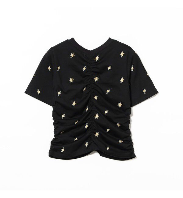 Ray BEAMS 「フラワー 刺繍 シャーリング Tシャツ　　26SS 花柄 洗える コンパクトTシャツ 」|Tシャツ・カットソー|