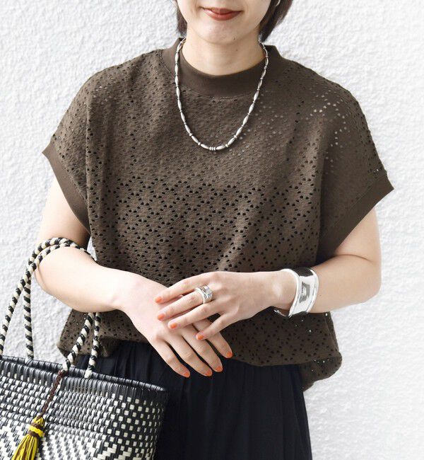 SHIPS for women「【WEB限定】〈手洗い可能〉アイレット クルーネック プルオーバー」|Tシャツ・カットソー|
