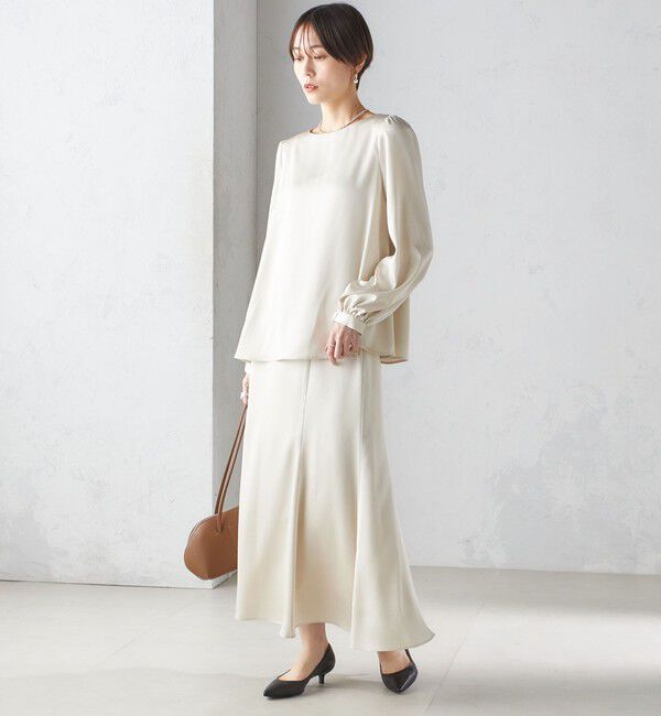 SHIPS for women「【SHIPS別注】troisiemeCHACO:〈手洗い可能〉サテン マーメイド スカート（セレモニー対応可）」|スカート|