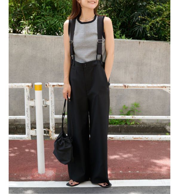 OUTDOOR PRODUCTS Usual Things「追加 TEE&times;サスペンダーパンツ2点SET 一部店舗+WEB限定」|スラックス|ブラック
