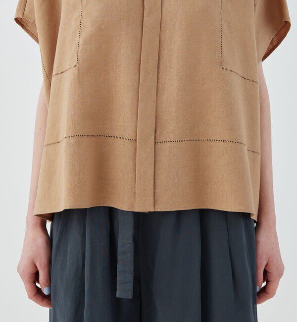 GALERIE VIE「【一部WEB先行予約】フレンチリネン スタンドカラーシャツ」|シャツ・ブラウス|