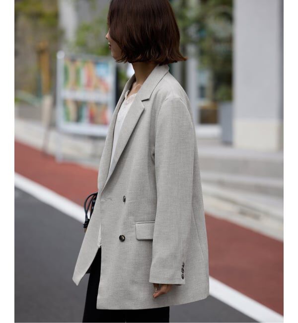 SLOBE IENA「《WEB限定/セットアップ対応可/追加3》ウォッシャブルツイルダブルジャケット」|テーラードジャケット|