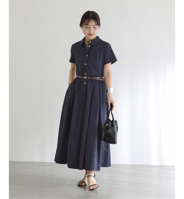  「【洗える】タックシャツワンピース」|ワンピース|
