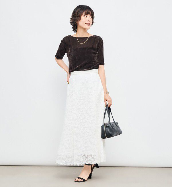 NOLLEY'S「フロッキーチュールボートネックプルオーバーカットソー」|Tシャツ・カットソー|
