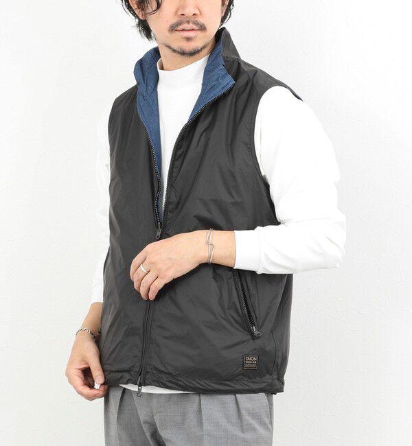NOLLEY'S goodman「【TAION/タイオン】NON DOWN MILITARY R/S HI NECK VEST 26SS」|ベスト・ジレ|ブラック