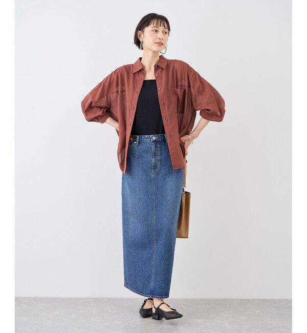 Rope&rsquo;Picnic「お着軽シャツシリーズ 無地・ストライプ 2WAYシアーブラウス/接触冷感・通気性」|シャツ・ブラウス|