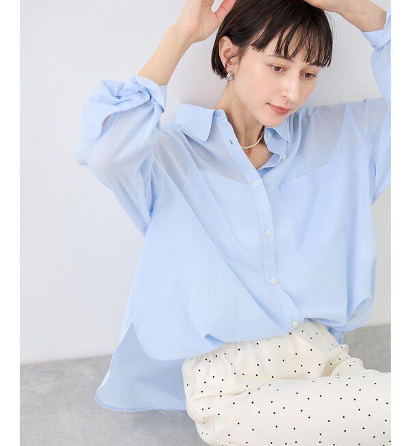 Rope&rsquo;Picnic「お着軽シャツシリーズ 無地・ストライプ 2WAYシアーブラウス/接触冷感・通気性」|シャツ・ブラウス|