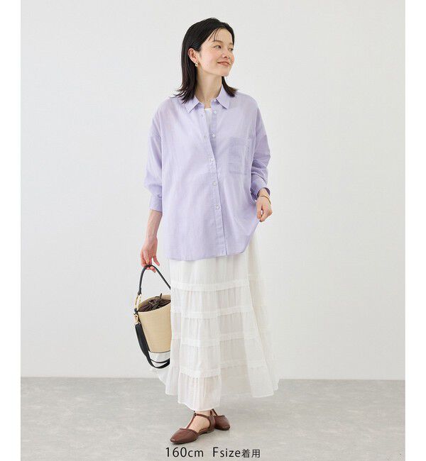 Rope&rsquo;Picnic「お着軽シャツシリーズ 無地・ストライプ 2WAYシアーブラウス/接触冷感・通気性」|シャツ・ブラウス|