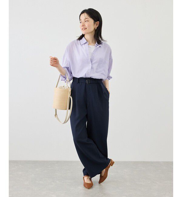 Rope&rsquo;Picnic「お着軽シャツシリーズ 無地・ストライプ 2WAYシアーブラウス/接触冷感・通気性」|シャツ・ブラウス|