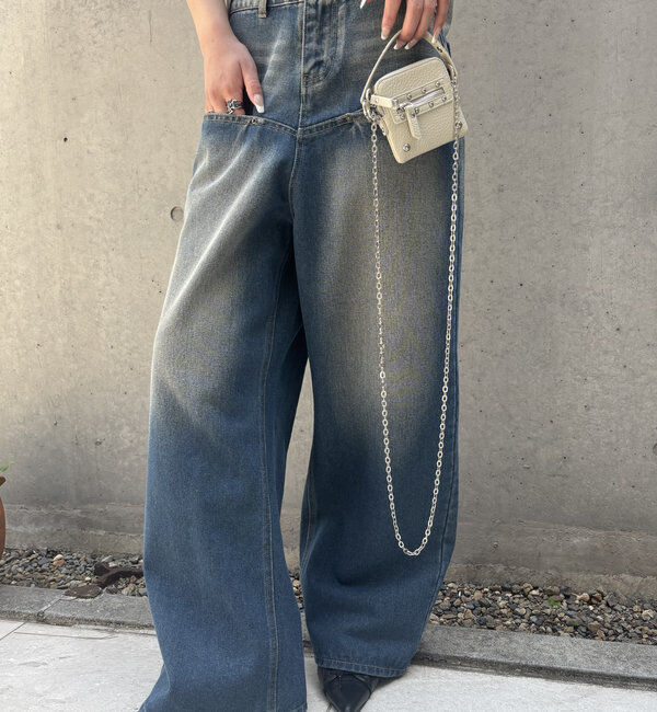  「《UNISEX / サイズ展開あり》スラッシュポケットブラストワイドデニム」|デニム|ブルー