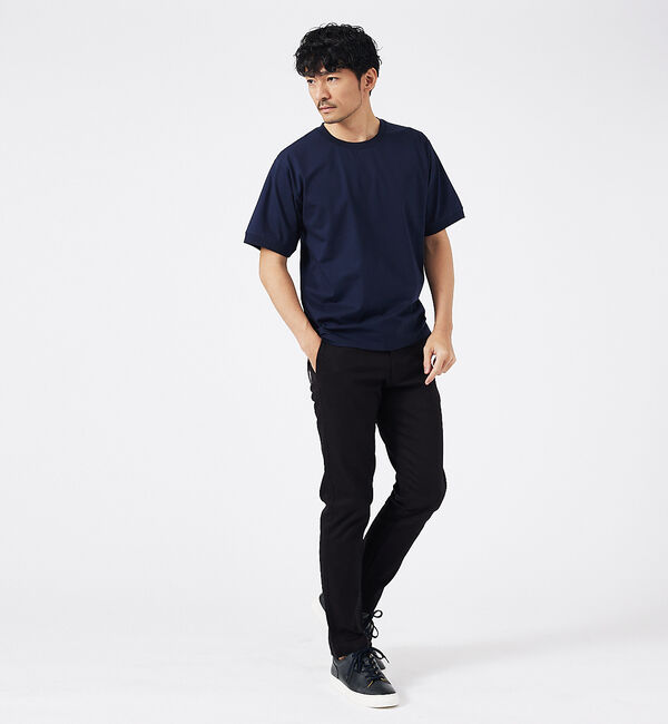 ABAHOUSE「【接触冷感】シルケット天竺ワイドリブ 半袖Tシャツ」|Tシャツ・カットソー|