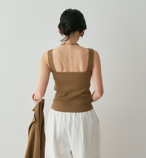 qualite「【接触冷感・セットアップ対応】レーヨンストレッチニットノースリーブ【予約】」|キャミソール|