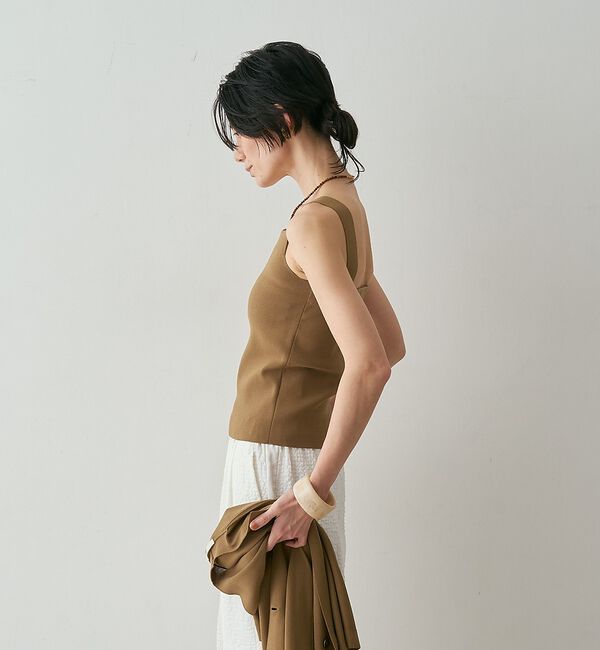 qualite「【接触冷感・セットアップ対応】レーヨンストレッチニットノースリーブ【予約】」|キャミソール|