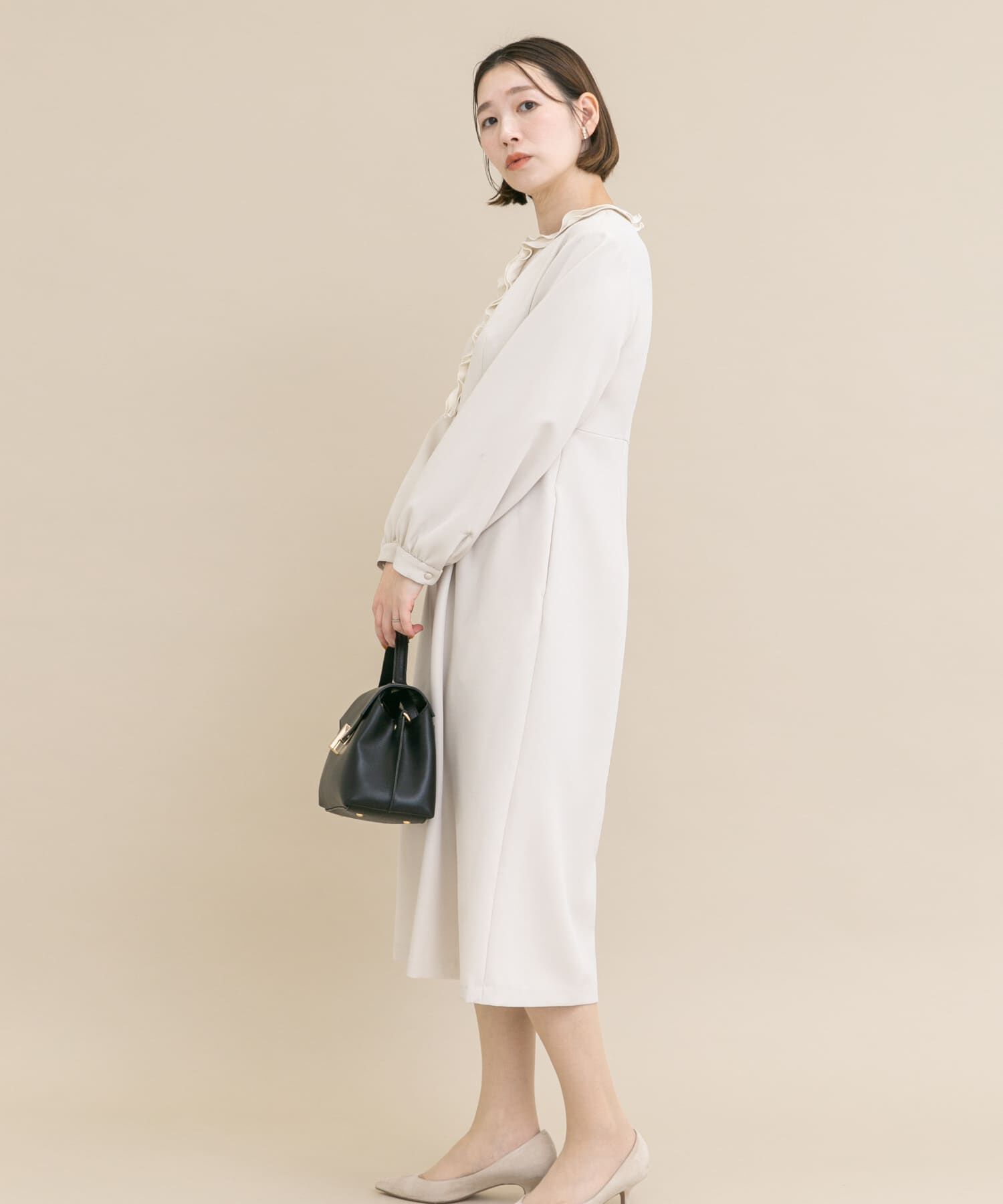 URBAN RESEARCH ROSSO「『WEB/一部店舗限定』フリルカラーウエストマークワンピース」|ワンピース|