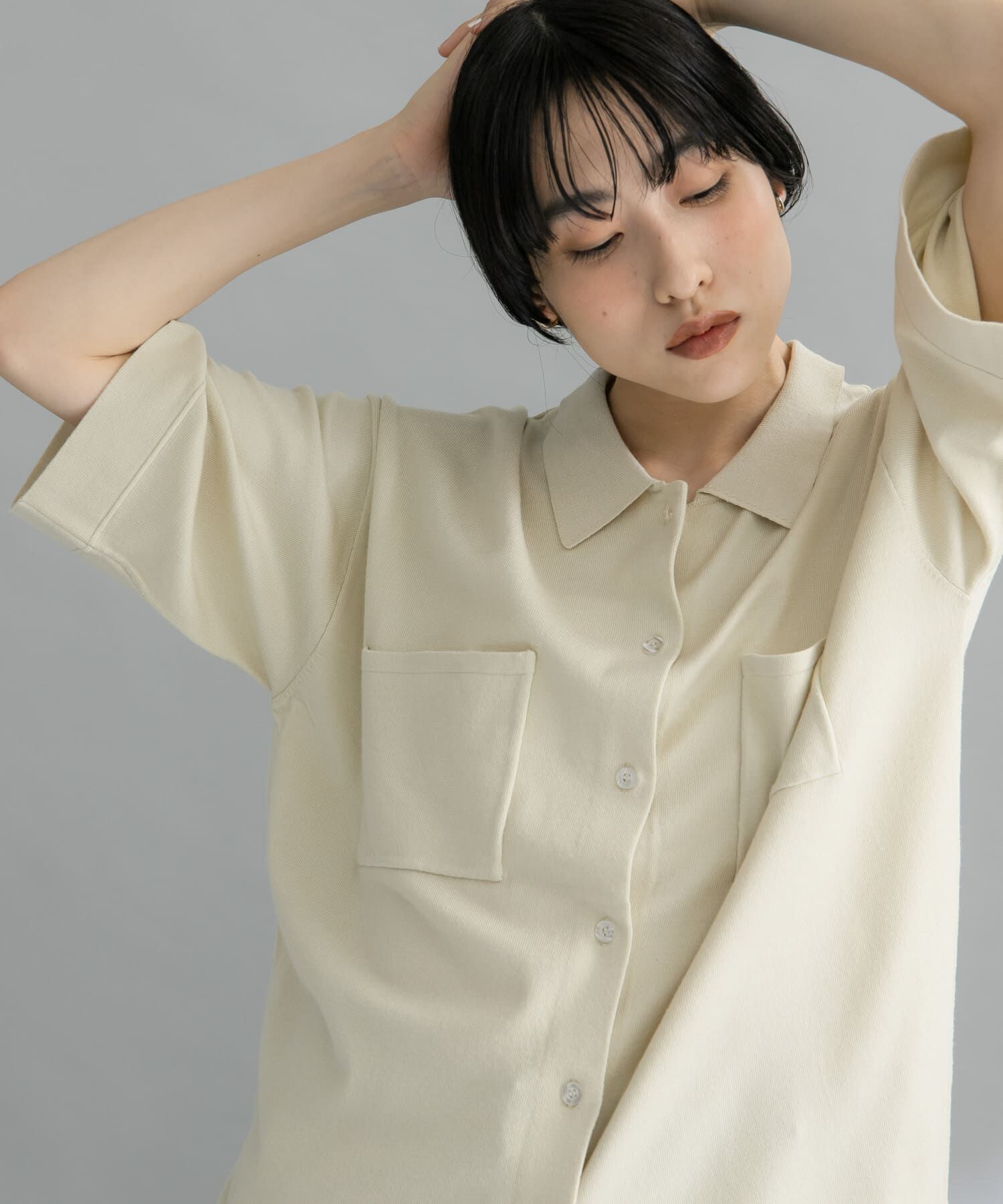  「『WEB限定』ルーズシルエットニットシャツ」|ニット・セーター|