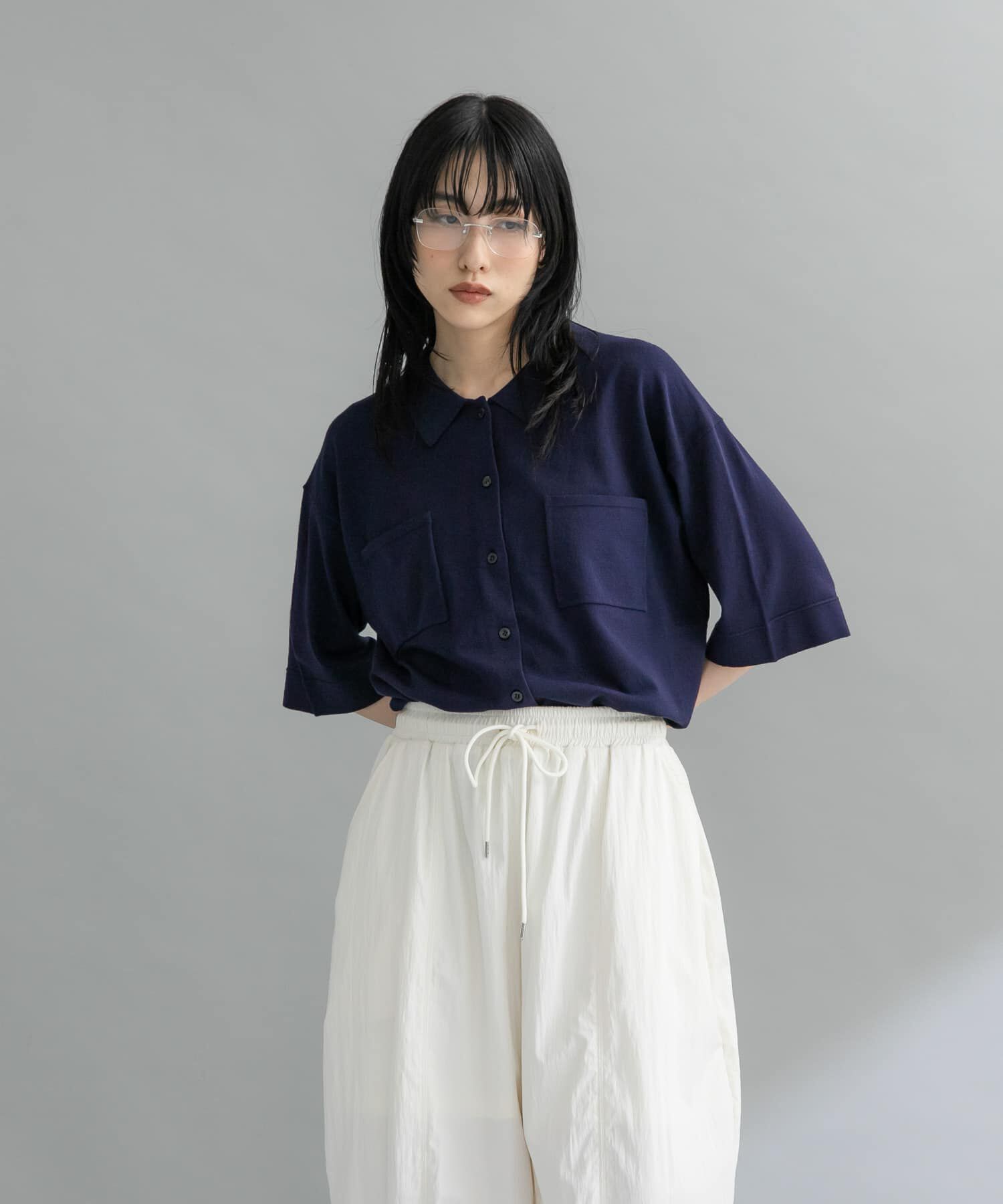  「『WEB限定』ルーズシルエットニットシャツ」|ニット・セーター|