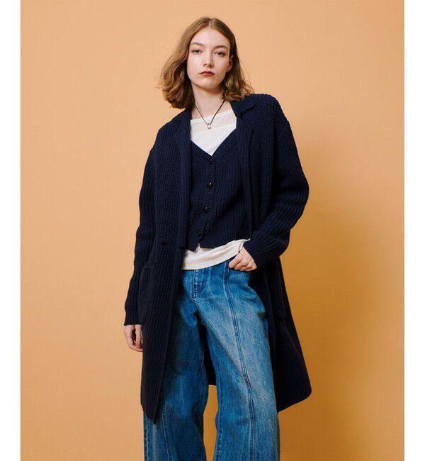 allureville「片畦ニットコート」|ダッフルコート|ネイビー