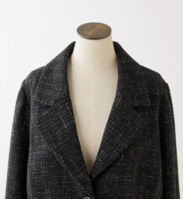  「サイドベルトツイードショートジャケット」|ダウンベスト・ベスト|