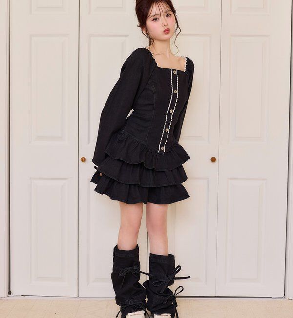  「【Denim Collection】ティアードミニワンピ」|ワンピース|