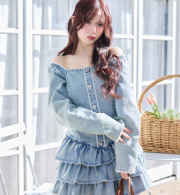 「【Denim Collection】ティアードミニワンピ」|ワンピース|