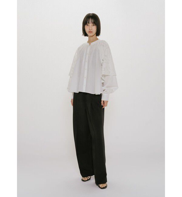 MIDIUMISOLID「MIDIUMISOLID for Ladies レースフレアブラウス」|シャツ・ブラウス|