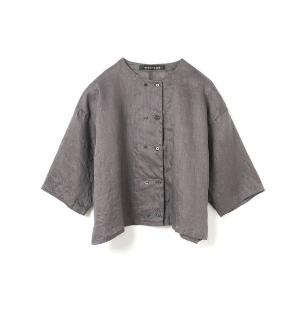 mizuiro ind「mizuiro ind リネンダブルクルーネックシャツ」|シャツ・ブラウス|ダークグレー