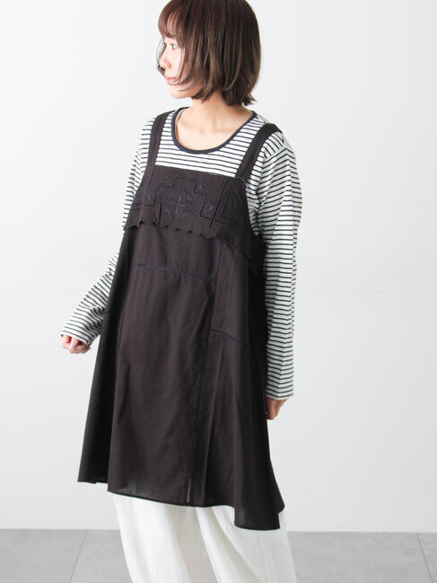 Samansa Mos2「カットワーク刺繍キャミチュニック」|シャツ・ブラウス|ブラック