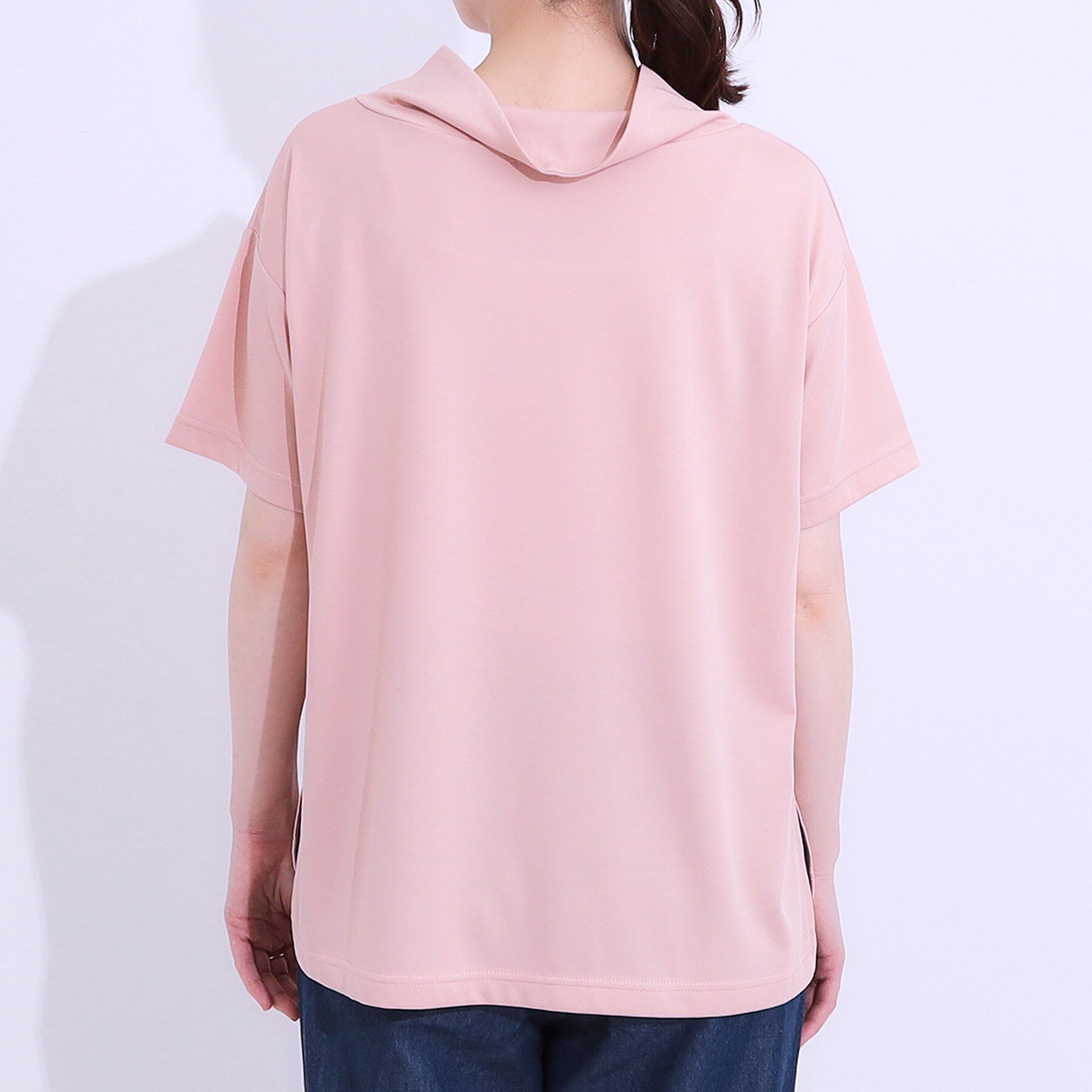 SHOO･LA･RUE「【高レビュー/ひんやり/UV】アウトスタイルもサマになる さらさら抜け襟Tシャツ」|Tシャツ・カットソー|