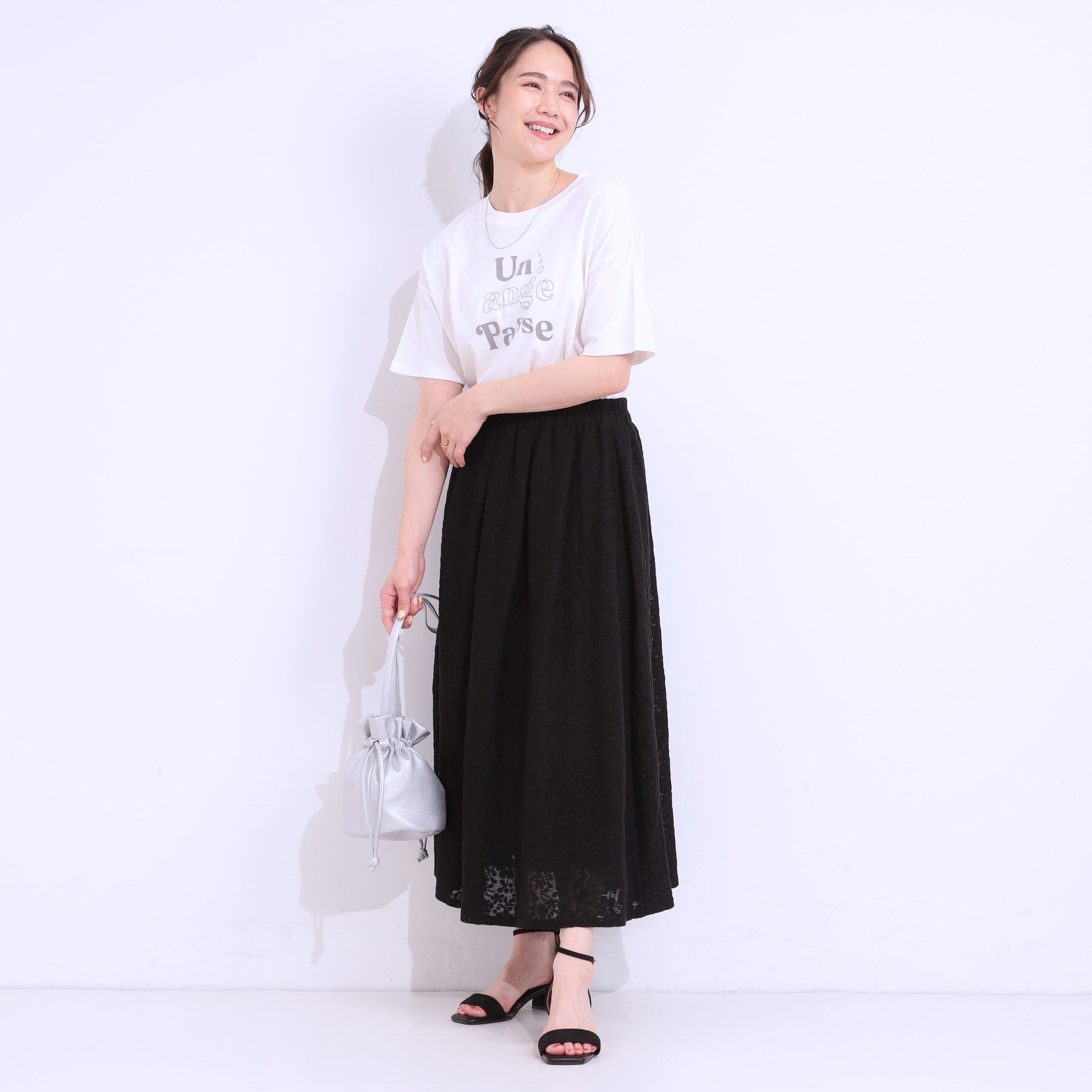 SHOO･LA･RUE「【S-LL】メッシュレースが魅力的なフレアスカート」|スカート|