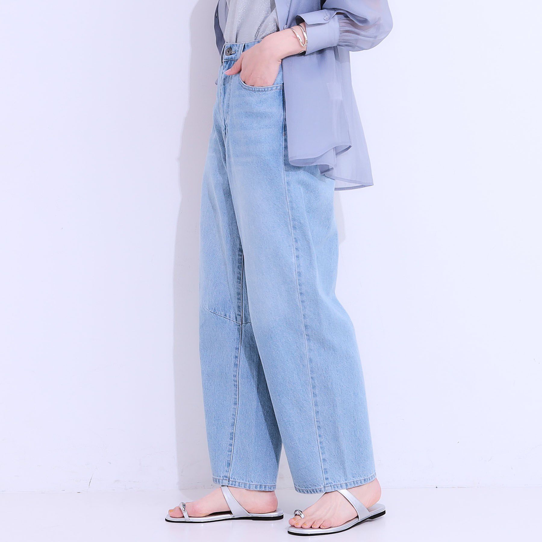 SHOO･LA･RUE「【S-LL】大人のこなれ見えスタイルに カーブデニムパンツ」|デニム|