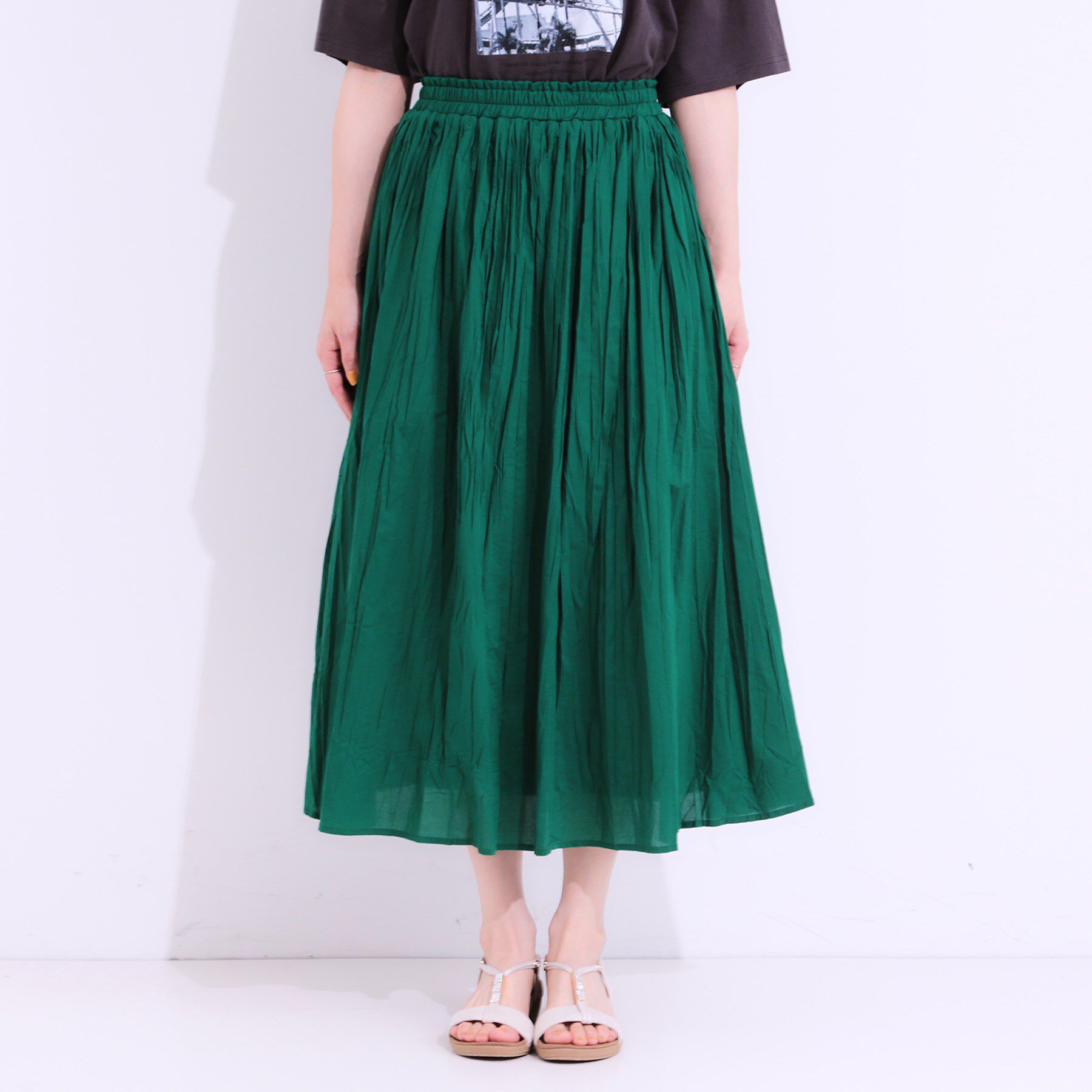 SHOO･LA･RUE「ナチュラルなシワ加工が大人見え エアリーロングスカート」|スカート|
