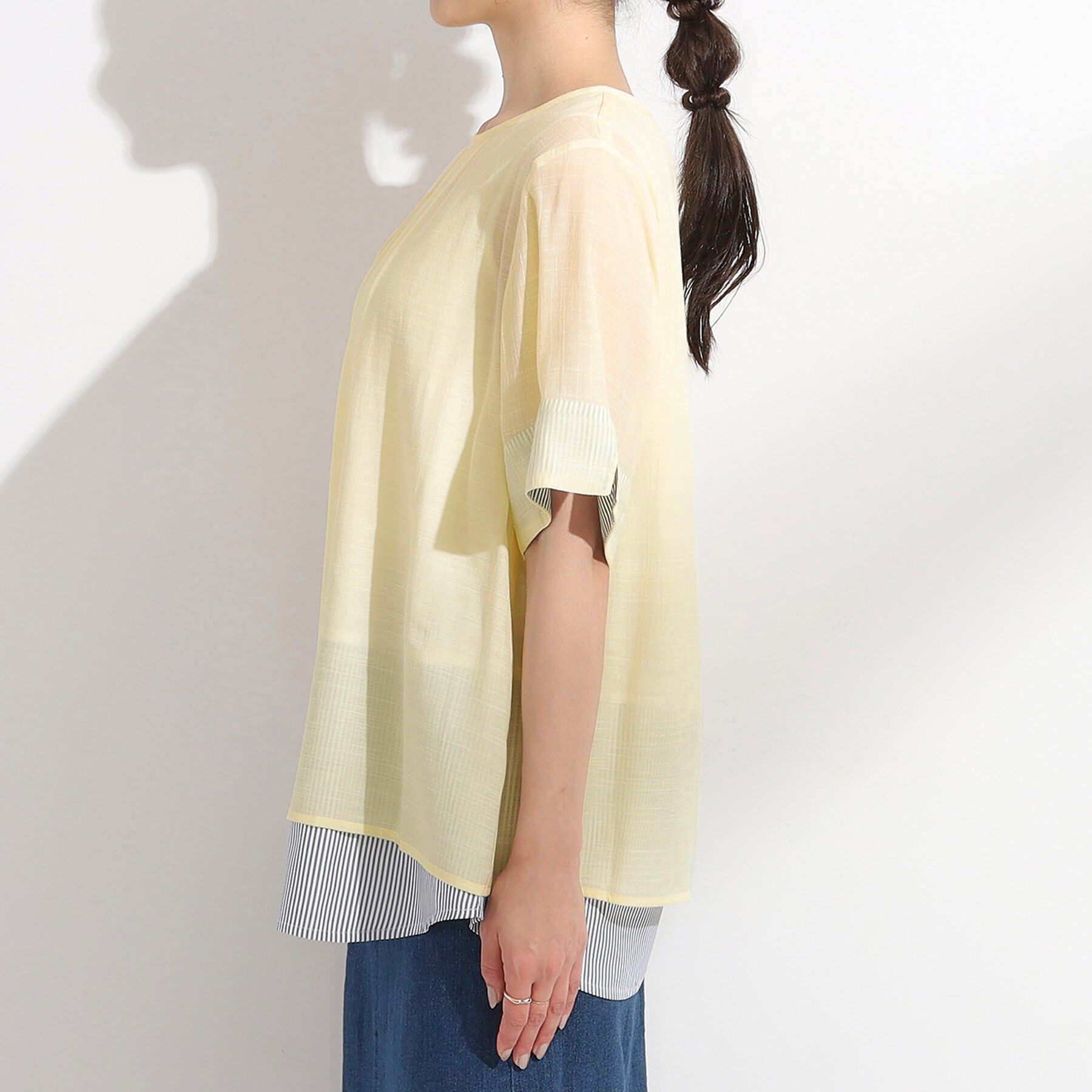 SHOO･LA･RUE「【洗える/S-LL】着るだけでコーデが決まる 裾レイヤードトップス」|Tシャツ・カットソー|