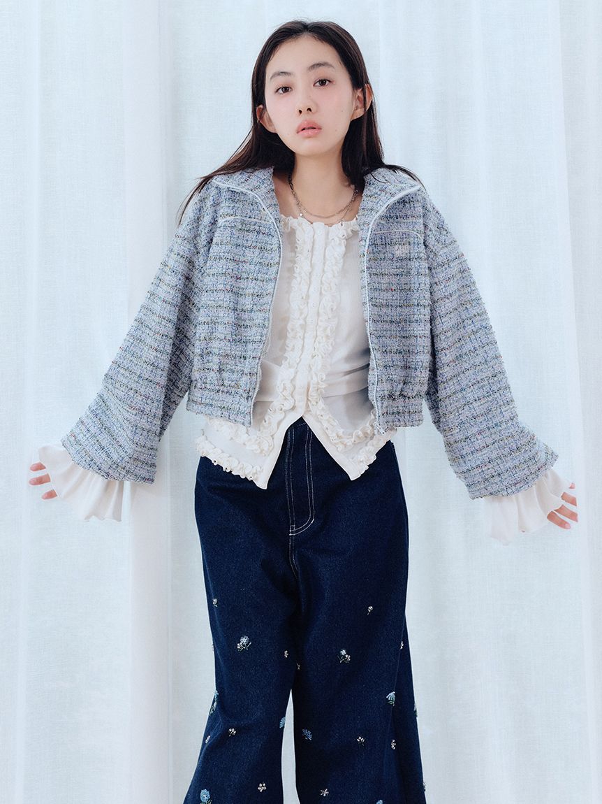FURFUR「ビーズ刺繍デニムパンツ」|デニム|