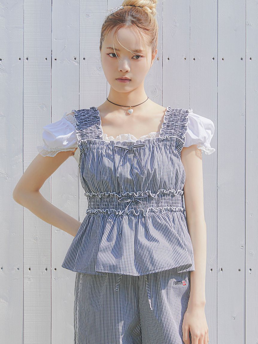 FURFUR「【WEB・一部店舗限定カラー】ギンガムチェックシャーリングブラウス」|シャツ・ブラウス|