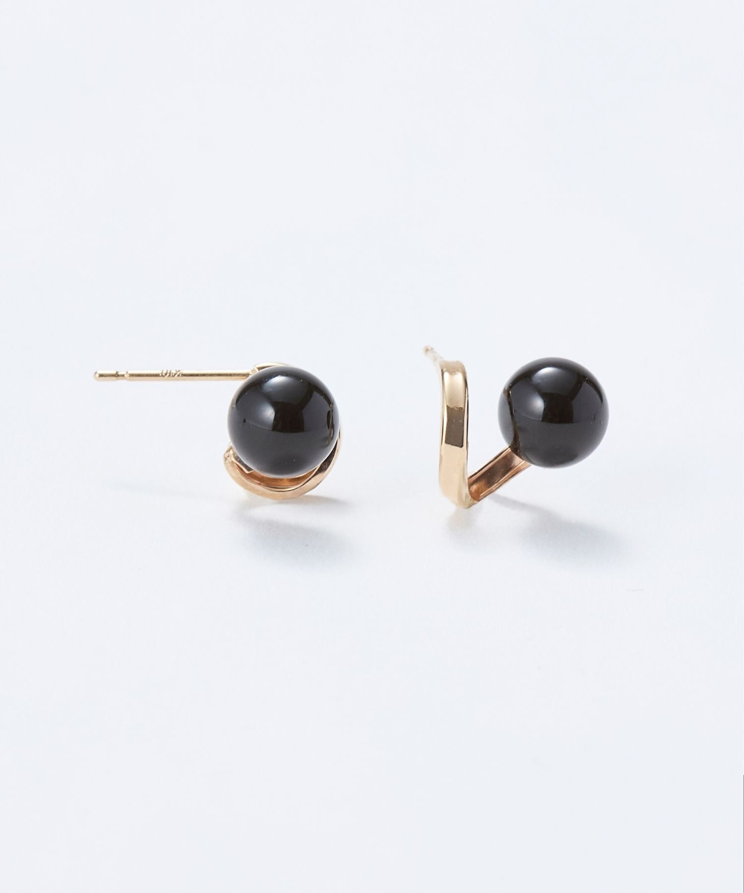 JUPITER「【K10】天然石フープフォルムピアス　オニキス」|ピアス|