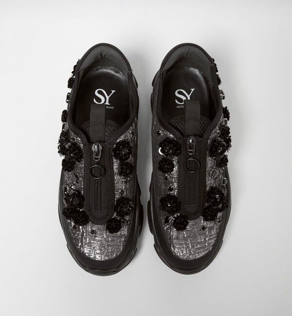SY UNITED ARROWS「＜SY＞フラワービジュー ジップ スニーカー55&uarr;」|スニーカー|