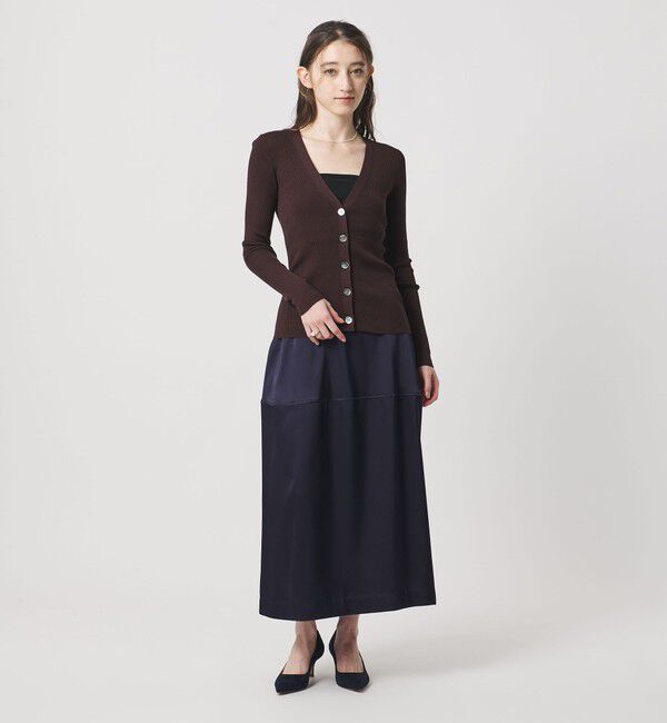 UNITED ARROWS「シルクリブ Vネック カーディガン」|カーディガン|