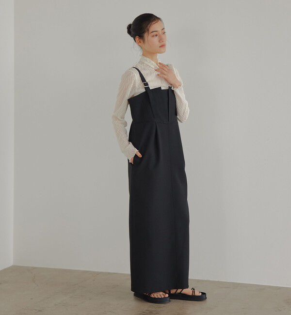 EMMEL REFINES「＜EMMEL REFINES＞EM タックジャンパースカート」|ワンピース|BLACK
