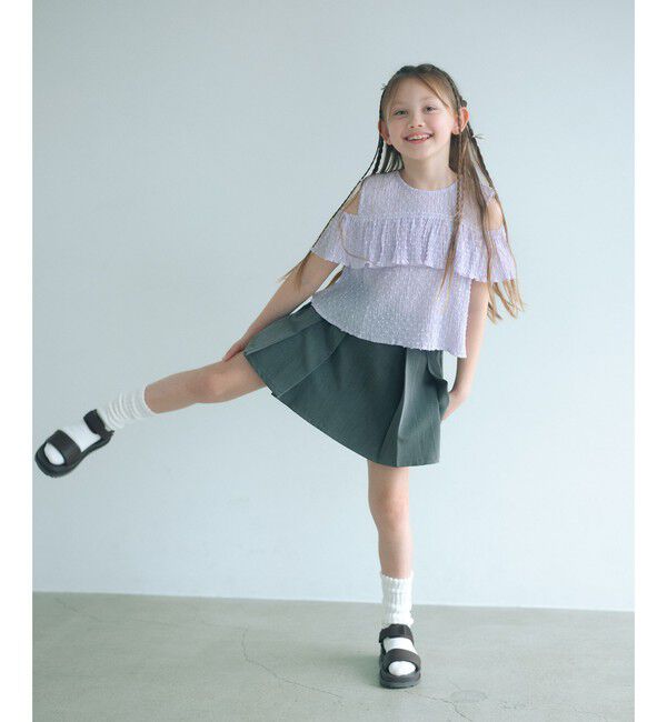 UNITED ARROWS green label relaxing「【COOL CHIC GIRLS STYLE】ラッフルショートスリーブ / キッズ  120cm-160cm」|シャツ・ブラウス|
