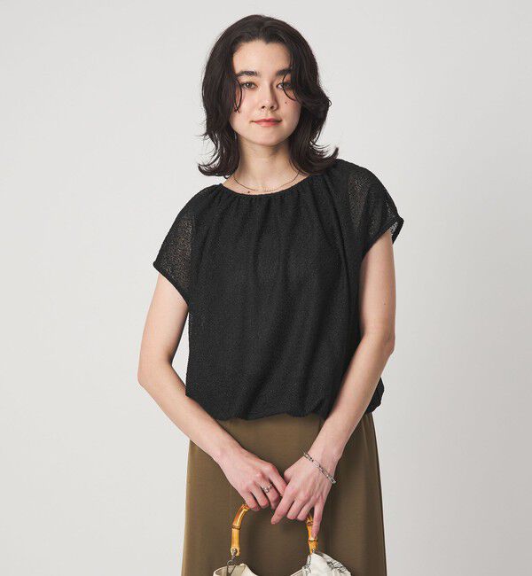UNITED ARROWS green label relaxing「ラッセルレース スソバルーン カットソー」|Tシャツ・カットソー|BLACK