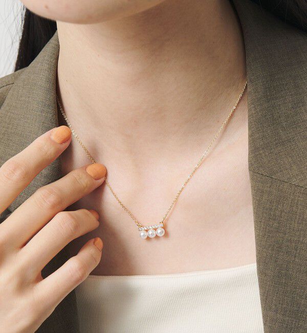 BEAUTY&YOUTH UNITED ARROWS「パールモチーフ&times;ガラスストーン ネックレス」|ネックレス|GOLD